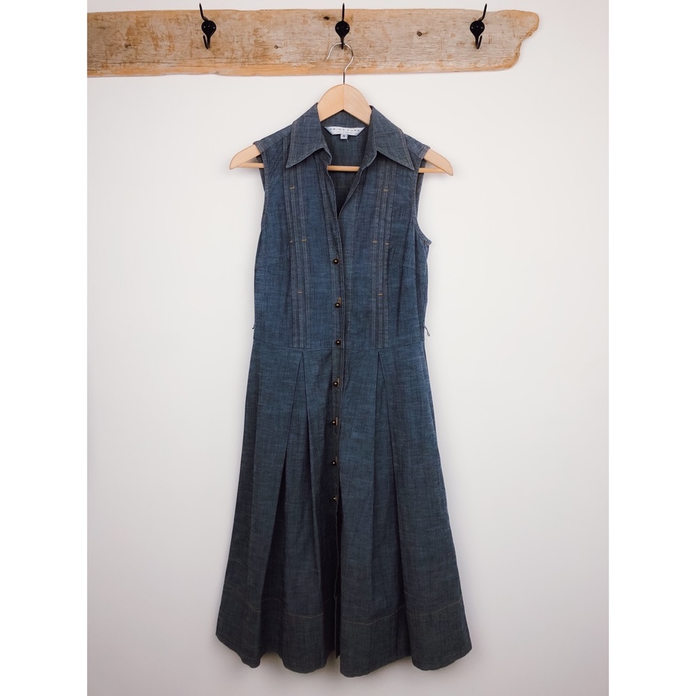 Trina Turk Chambray Button Down Sleeveless Dress 4